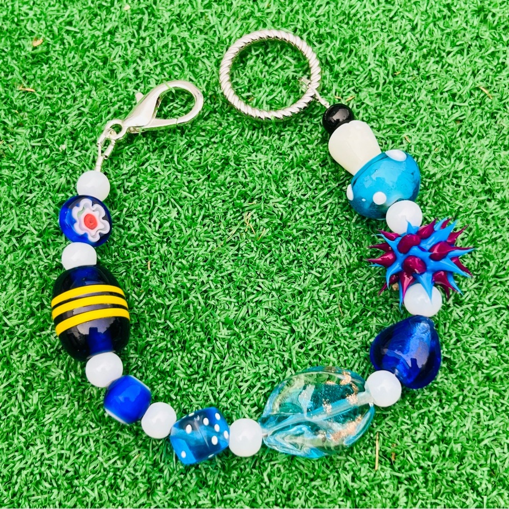 (Baby Blue) Custom Bracelet 8.00 Hoop & Clasp Kandi Bling Charm